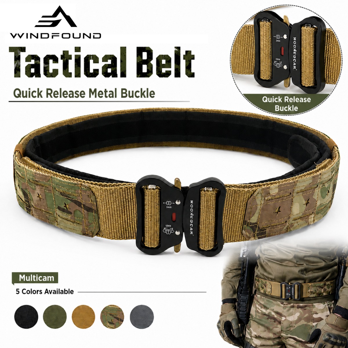 Tactical Combat Belt Quick Release Buckle - Militärischer taktischer Gürtel mit Schnellverschluss, Metallschnalle,